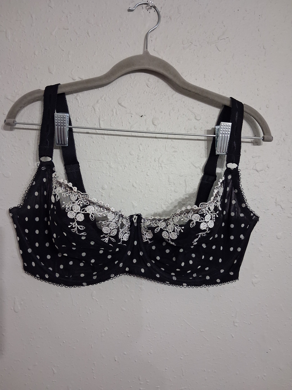 Retro pinup y2k polka dot feline bra 36ddd black lace bows coquette whimsigoth